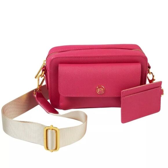 NWT Joy Clean & Chic Saffiano Leather Crossbody Camera Bag with Card Case Pink - Picture 1 of 12